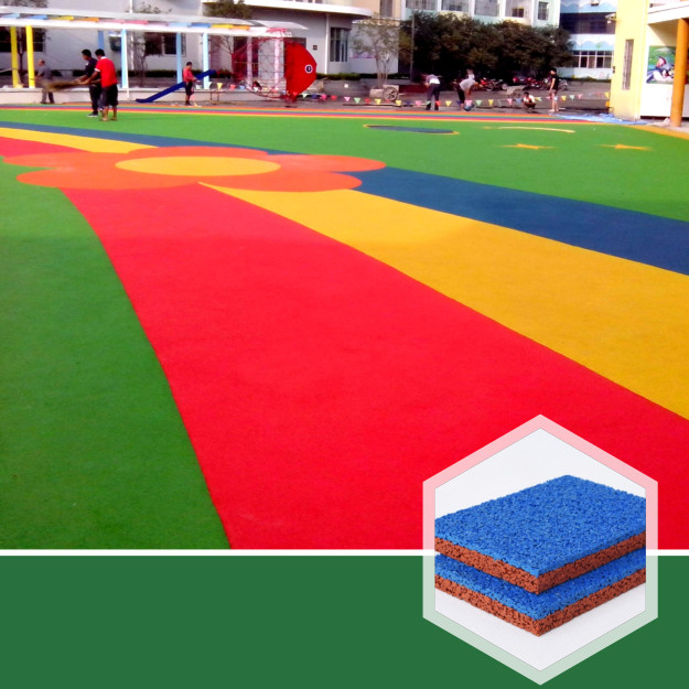 2 Layer EPDM Surface Poured Rubber Playground Flooring Epdm Scraps Material
