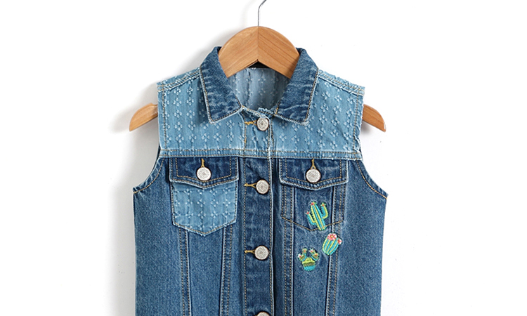 Cotton Kids Denim Clothes Gilet Girls Denim Jacket Sleeveless Fashionable