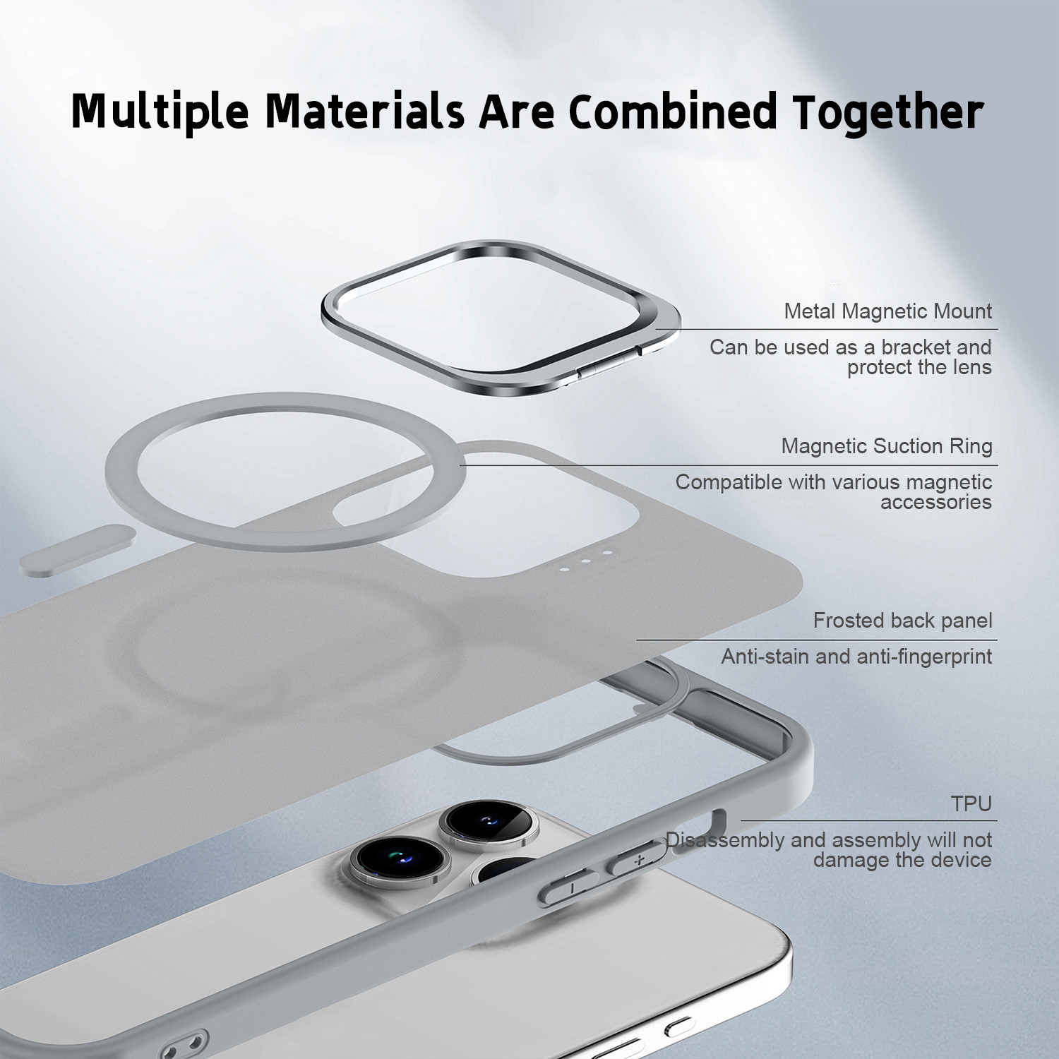 Translucent Backplate Magnet Mobile Cell Phone Cover Anti Fingerprint