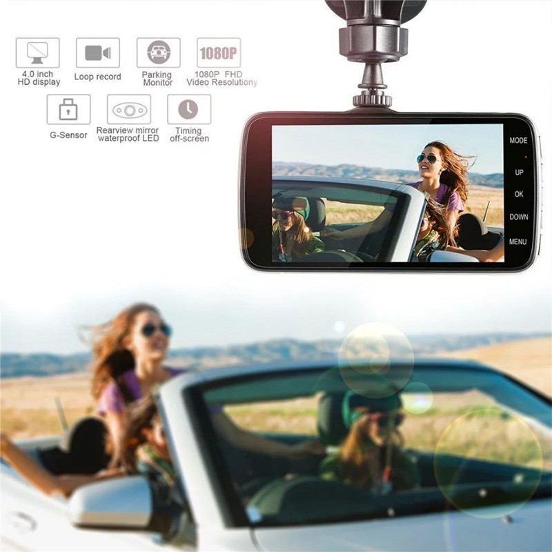 Wireless 4 Inch 1080p Car DVR 4K Dash Cam Dual Lens Front And Rear