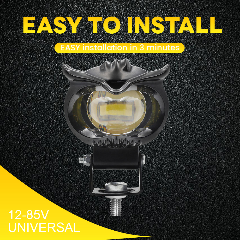 80V Owl Design White Yellow Acrylic Ring Motorbike LED Spotlights