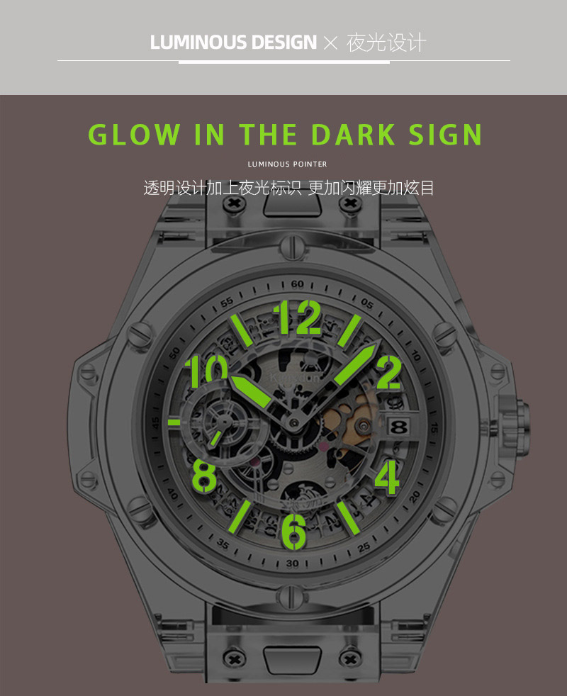 Details of Japanese movement crystal watch 7