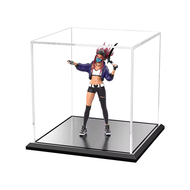 Custom Transparent Acrylic Display Box Plexiglas Gift Box with Flip-Top Lid and Dust Cover for Figure Toys