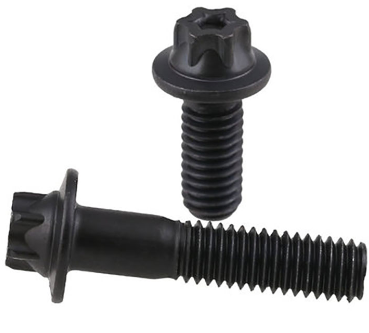 Black Coating Steel Hexagon Flange Bolts Hexalobular Head Bolts With Small Flange