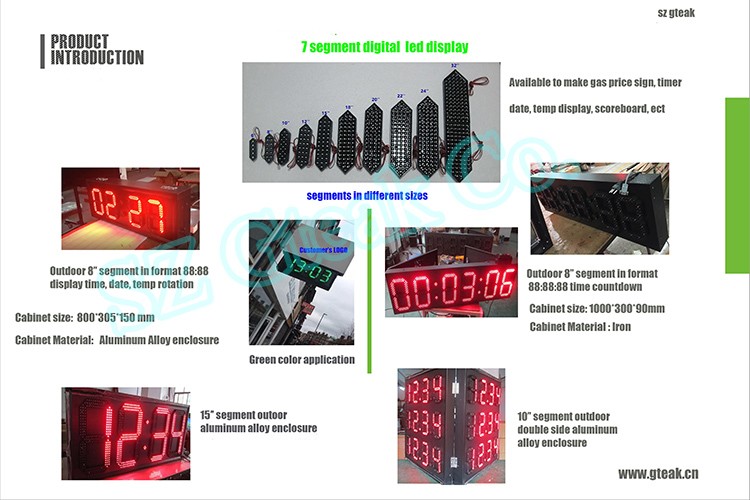 multi-color 6 digit 7 segment digital led clock display screen