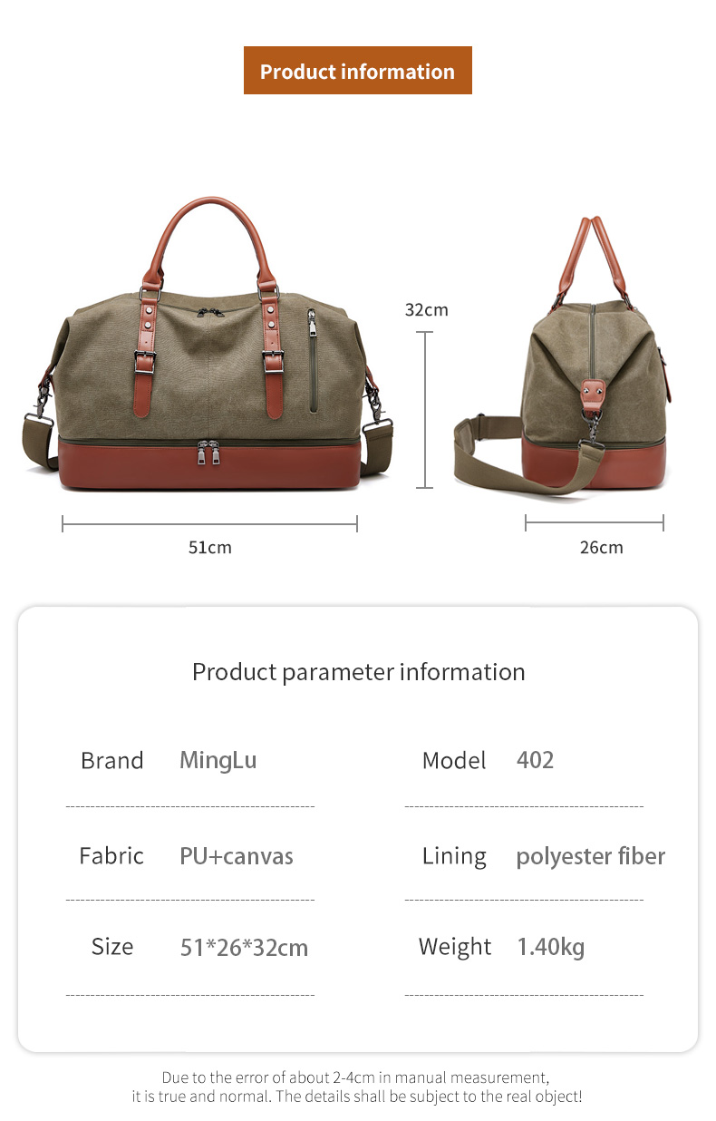 Water Retardant Vintage Extra Large Canvas Duffle Bag OEM/ODM