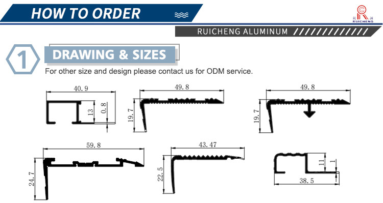 Anti Slip Safety Aluminium Stair Nosing Edge Trim Polishing / Anodizing Oxidation