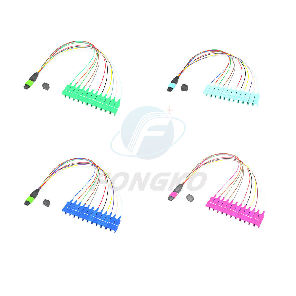 Single Mode 0.9mm lc MPO To SC Mtp Fanout Cable 0.5m 12 Fiber