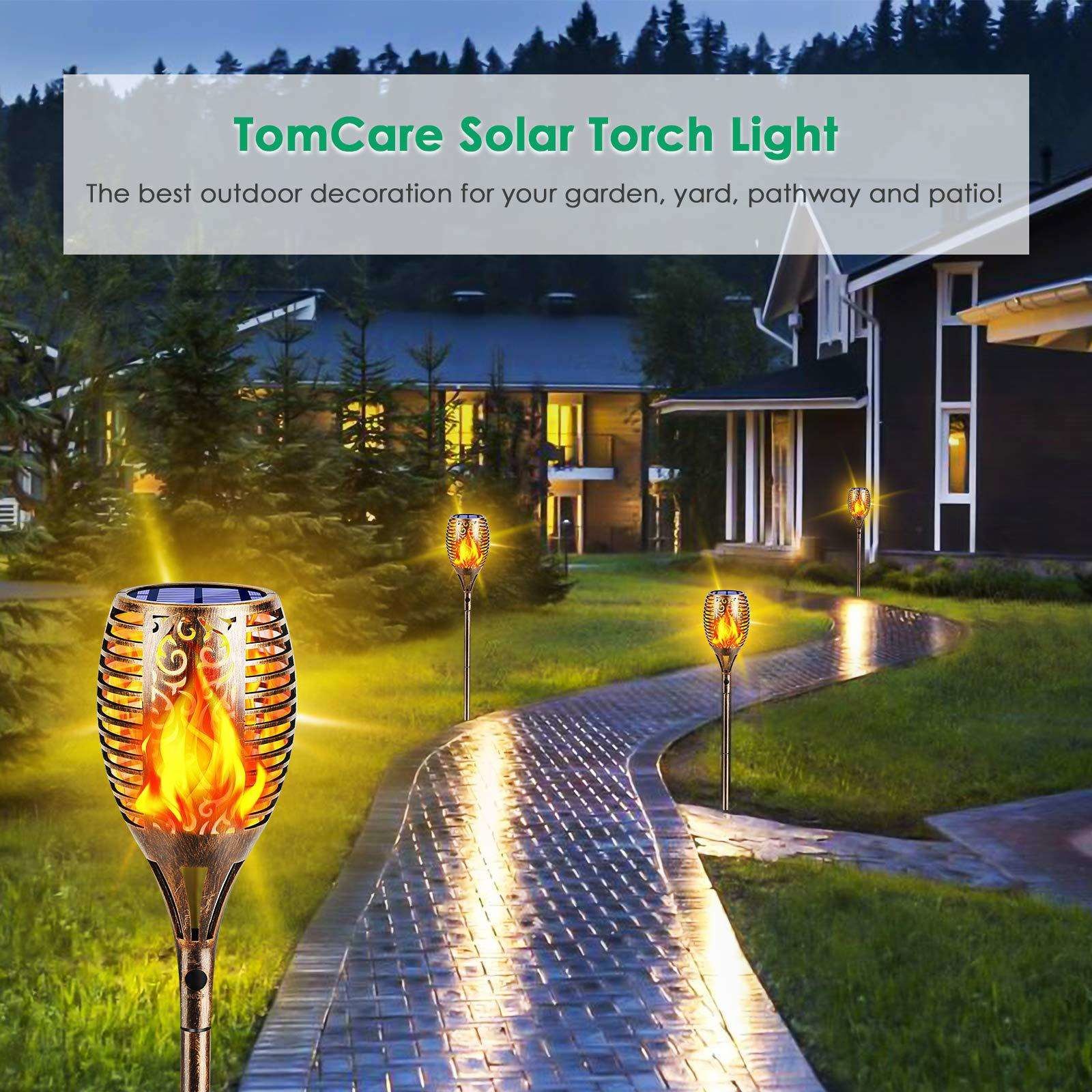 IP65 Waterproof Solar Flame Torch Light 2700K Soft Warm White