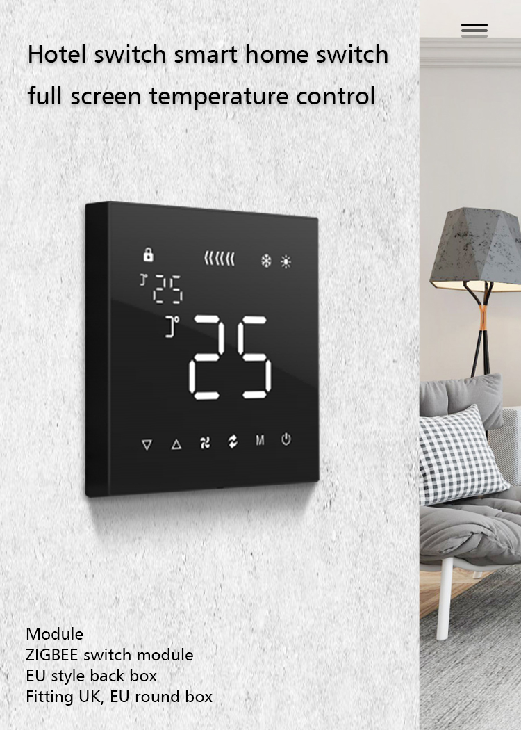 Full Screen Acrylic Touch Panel Tuya App Zigbee Thermostat
