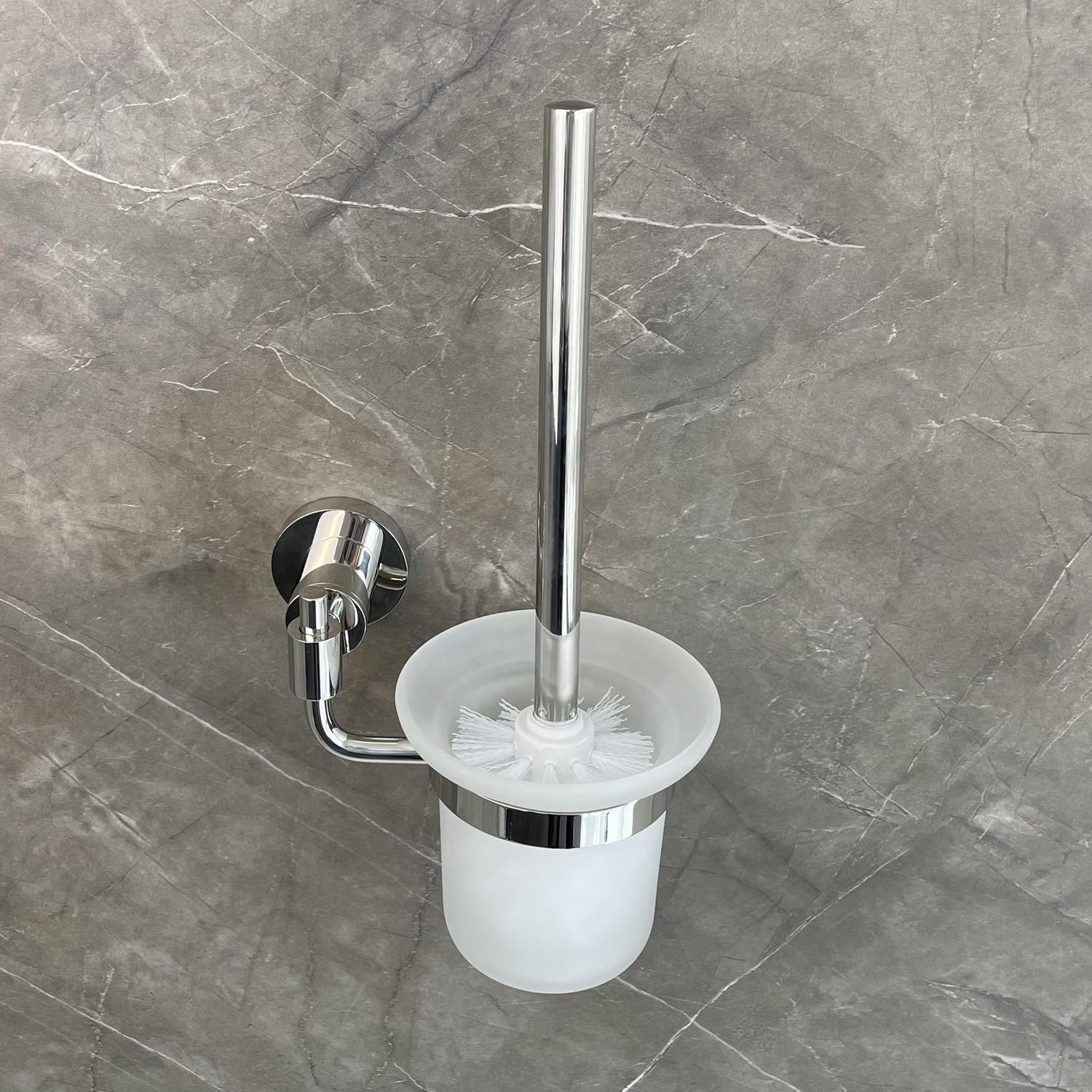 Wall Mounted Round Glass Brush Holder Stainless Steel 304