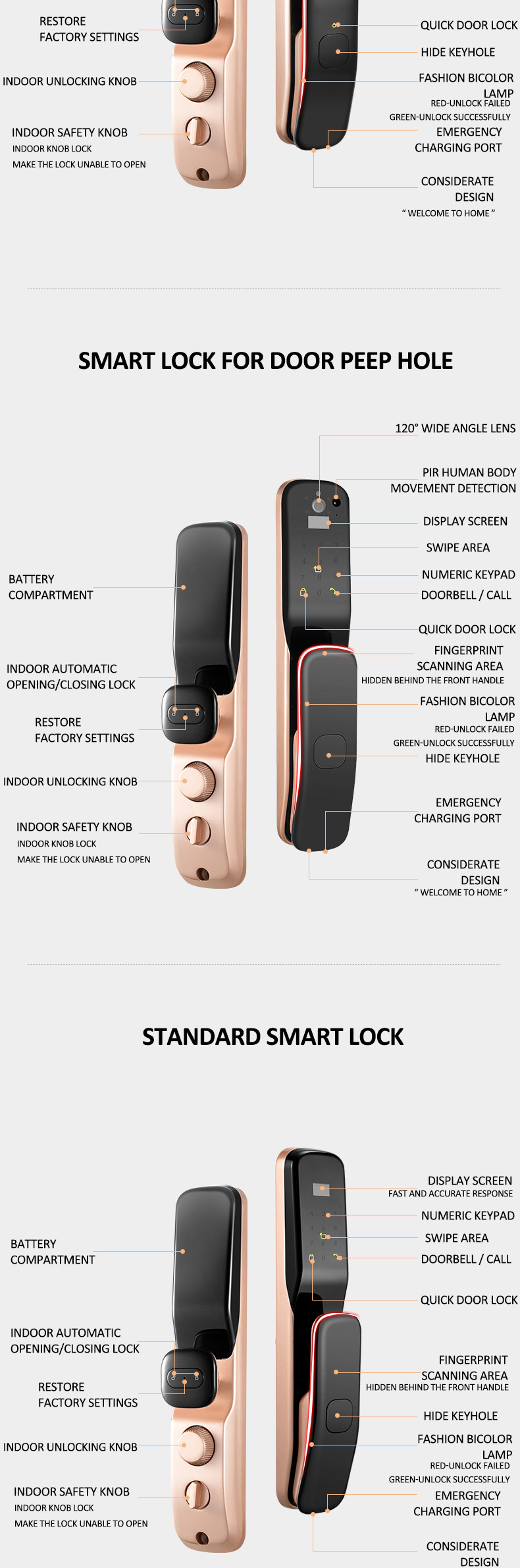 Tuya App Wifi Face Recognition Smart Fingerprint Automatic Front Door Locks