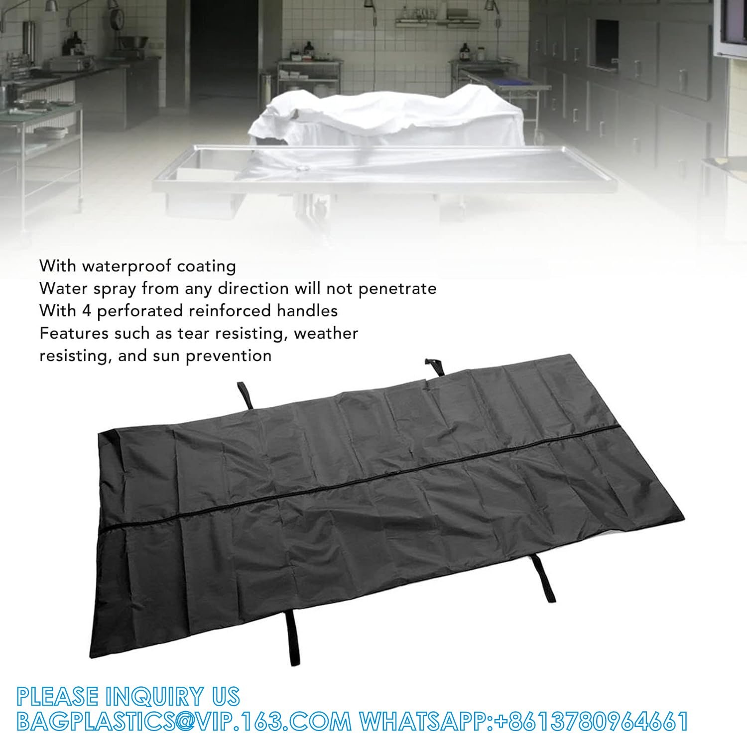 Body Bag, Leak Proof Cadaver Morgue Bodies Bag With 4 Handles, Center Zipper, Emergency Bodies Storage Bag Funeral