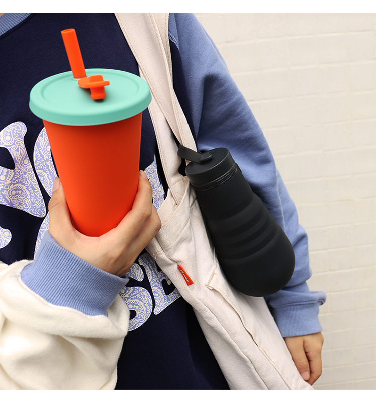 Hot Proof Portable Silicone Kids Cup For Tea Milk Juice 300ml 350ml