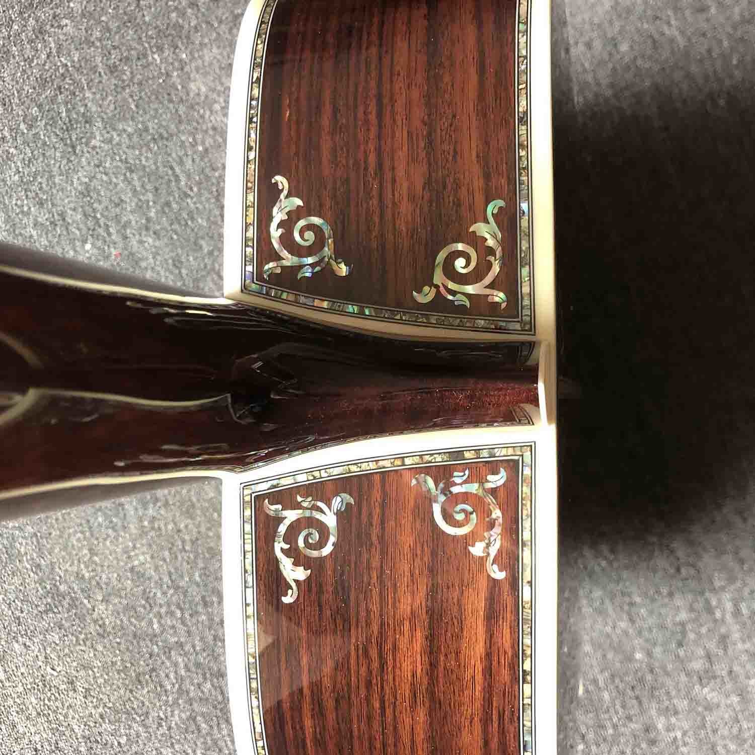 Custom Deluxe Real Abalone Binding Ebony Fingerboard Rosewood Back Side Solid Spruce Wood Acoustic Guitar