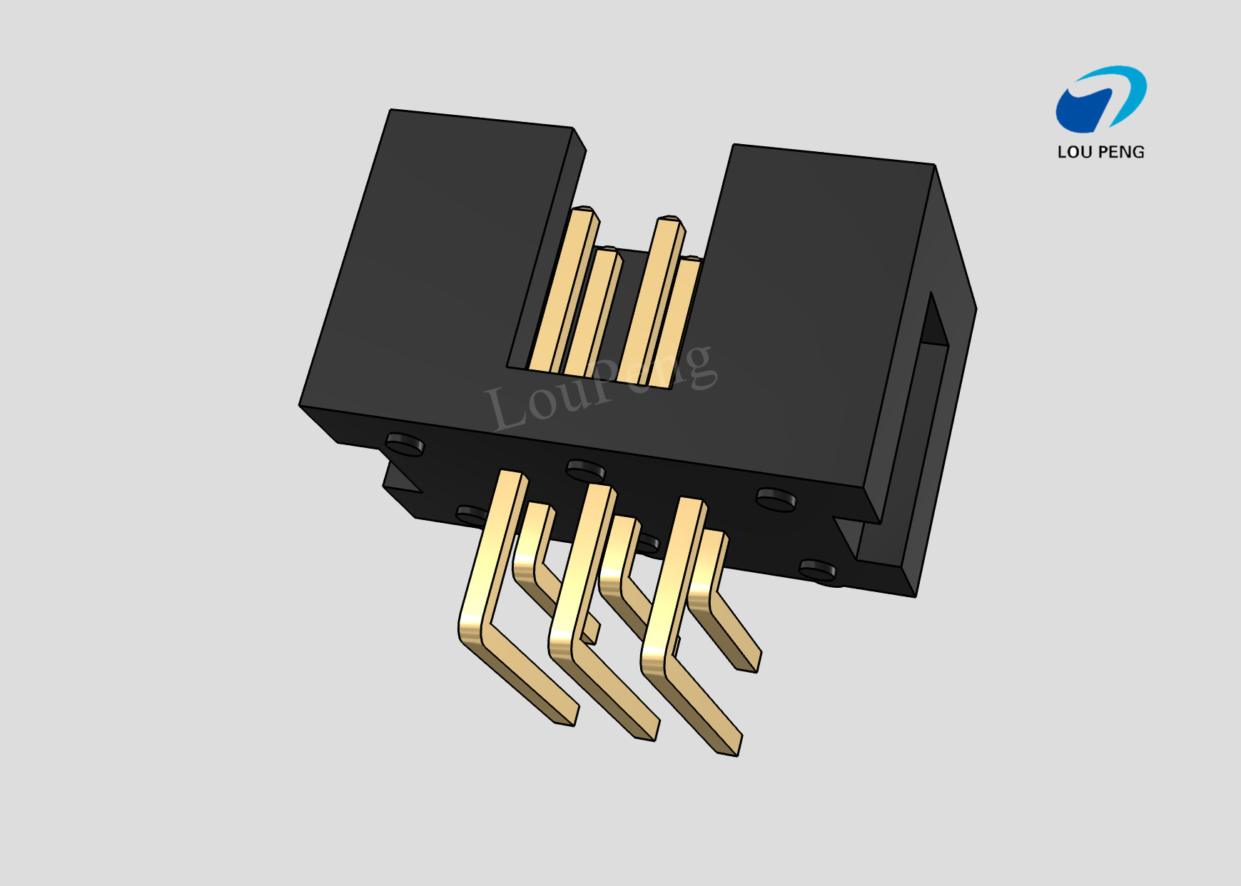 IDC Header connector, PCB Mount Receptacle, Board-to-Board, 2X3 Position, 2.54mm Pitch, Gold Flash, Right angle
