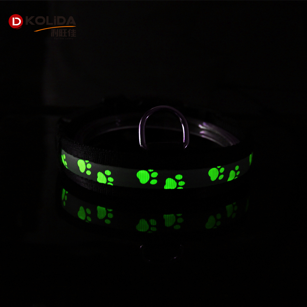 Custom Nylon Led Light Up Dog Collar / Flashing Dog Collar Safety Dog Led Light For Collar