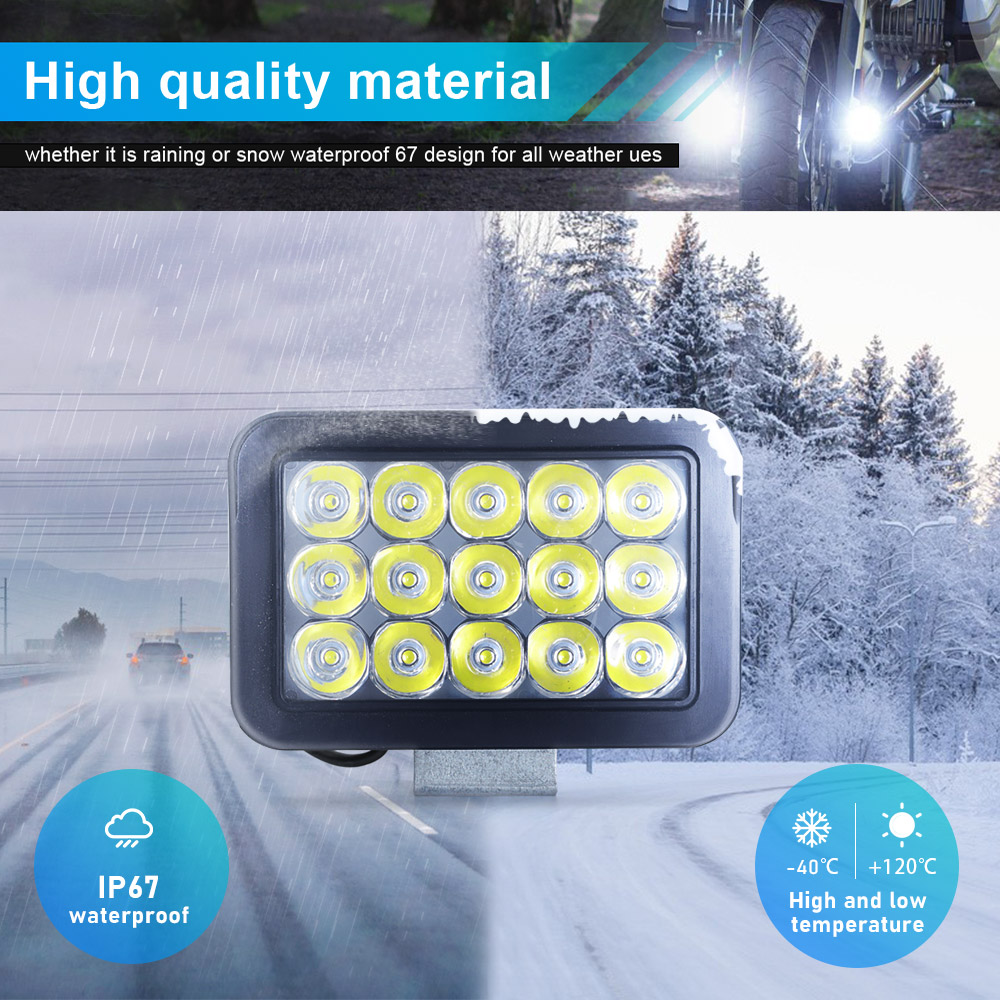 Rectangle 15 Beam Plastic Red Blue White LED Spotlight For Motorcycle