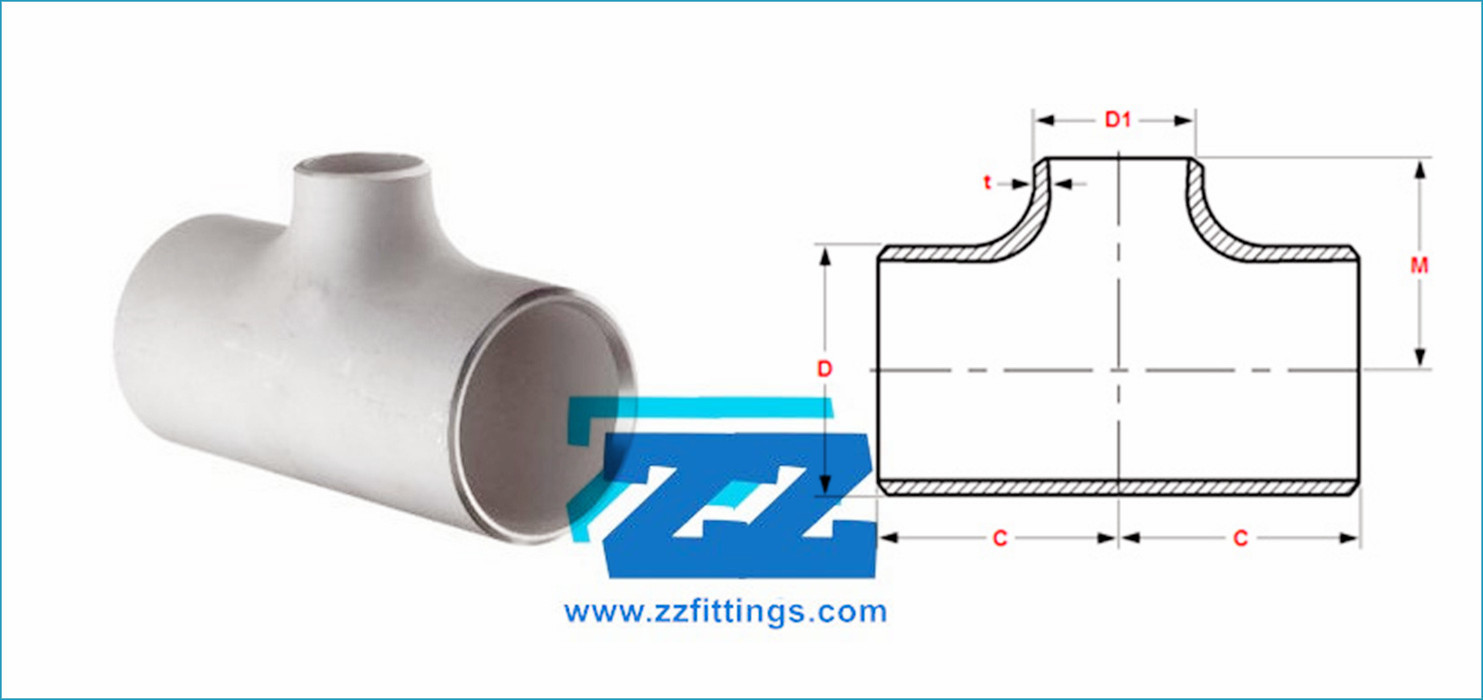 6 X 8 " Galvanized Reducing Tee , Butt Weld Carbon Steel Pipe Fittings