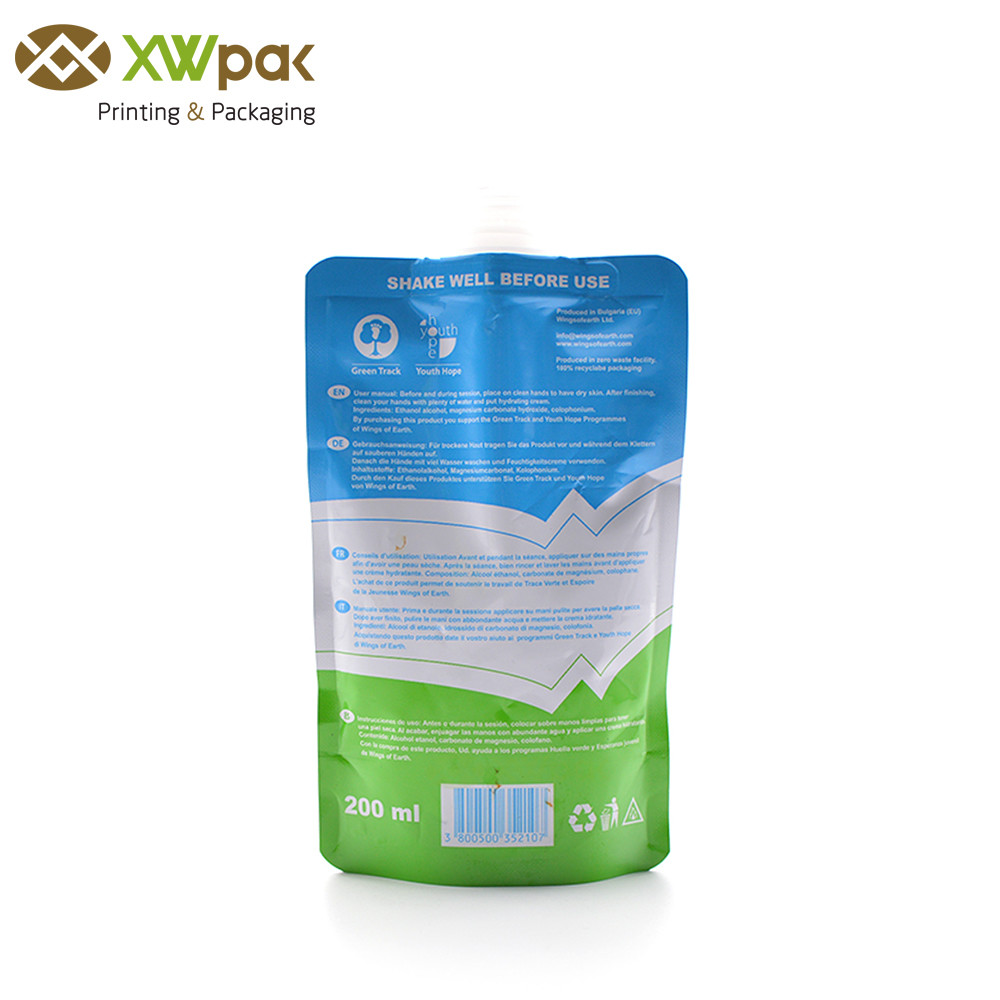 Reusable Stand Up Fruit Juice Drink Packaging Spout Pouch Bag / Spout Bags Packaging With Cap