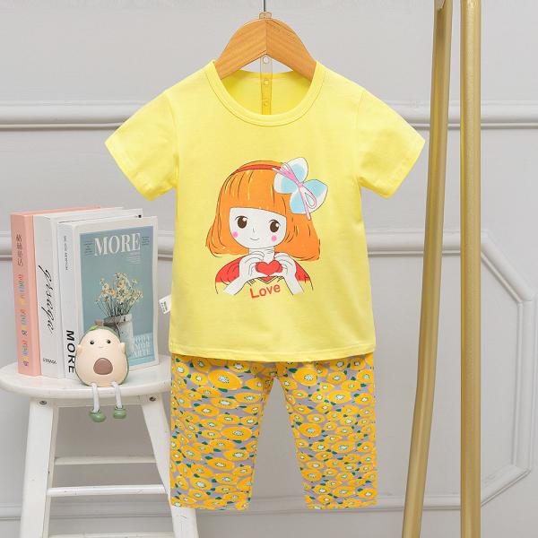 Quality Boys And Girls Short Sleeved Capris Round Neck Night Suit Cotton On Childrens Pyjamas for sale