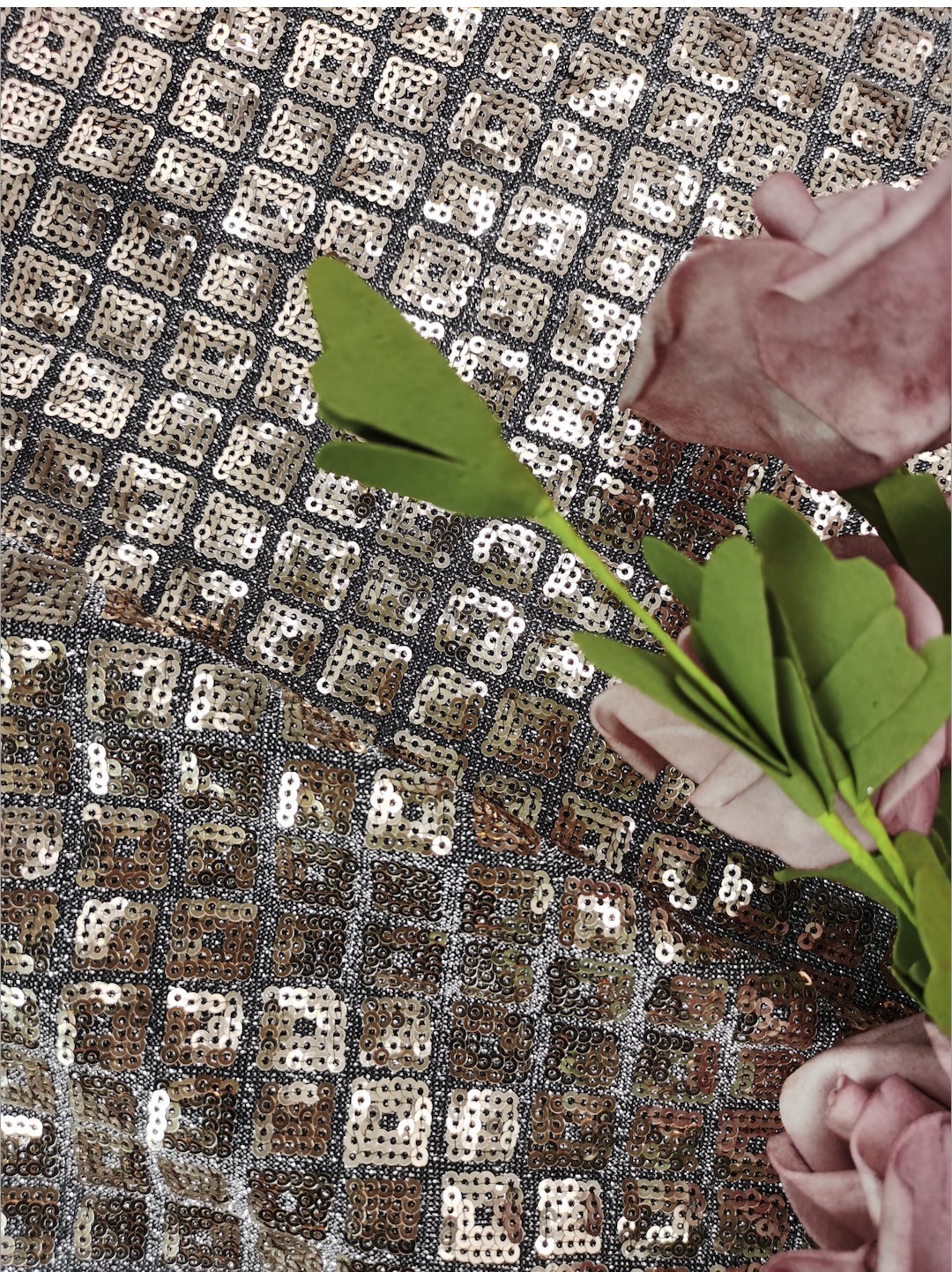 Polyester Sequin Embroidery Fabric Sequin Lace Fabric For Party Dress