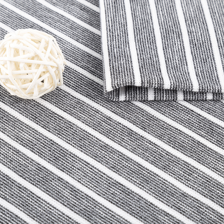 Not Easy To Pill Soft Striped Cotton Fabric Refreshing Single Jersey For Tcasual Wear