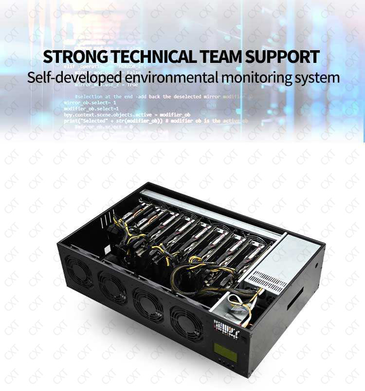 ethereum mining machine 8 gpu Miningcase machine chassis motherboard 8gpu server case with screen and 2500w power supply