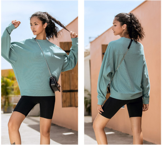 Crew Neck Plain Pullover Sweatshirt Oversized Solid Long Hoodies