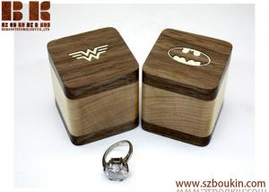 Buy cheap PAIR Engagement ring box Batman Superman Wonder woman Wedding ring box Wood ring box Gifts Jewelry box product