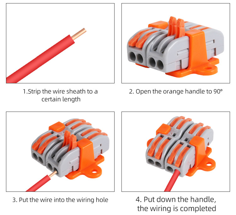 Fast Wire Cable Connectors 11AWG Push In Terminal Block 32A 400V