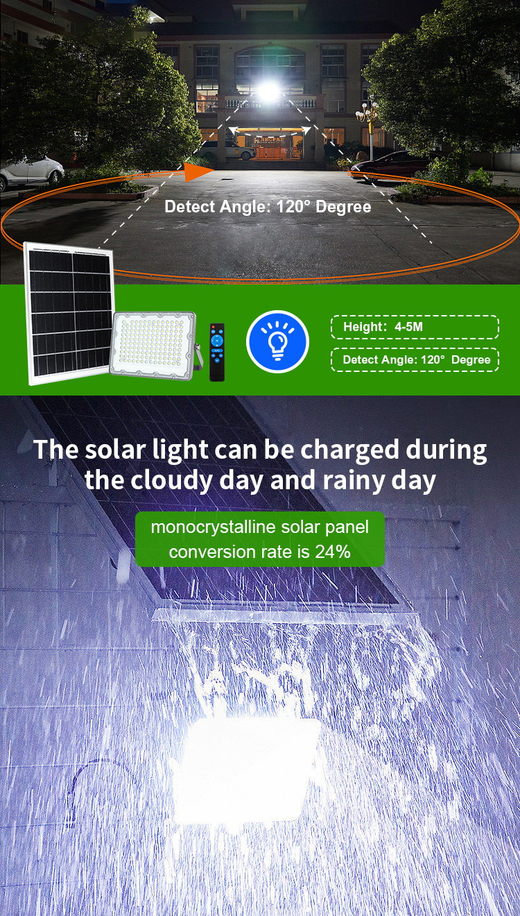 100w High Powered LED Solar Flood Lights With Motion Sensor Outdoor Dusk To Dawn