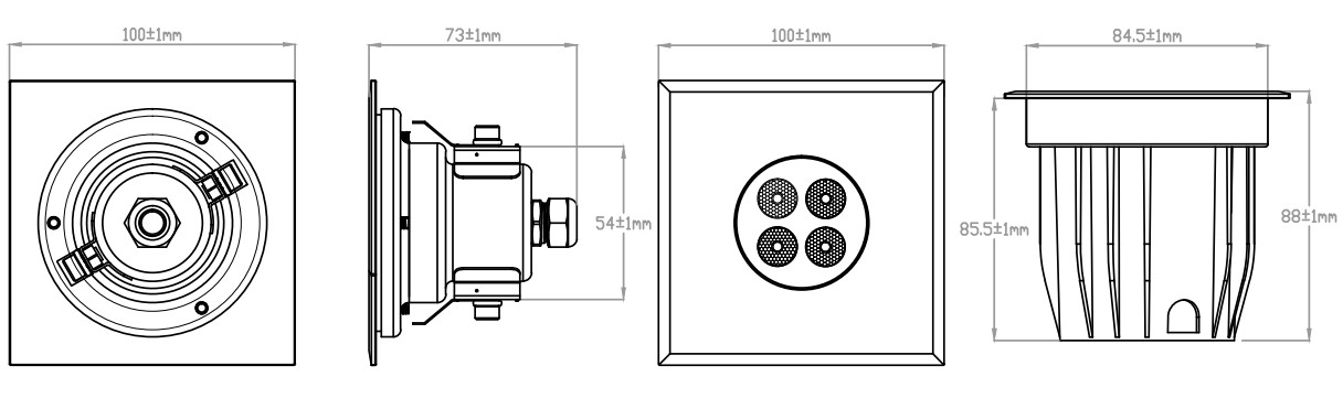 380LM 9W DMX512 Park Led Ground Lights DC24V SS316L Waterproof