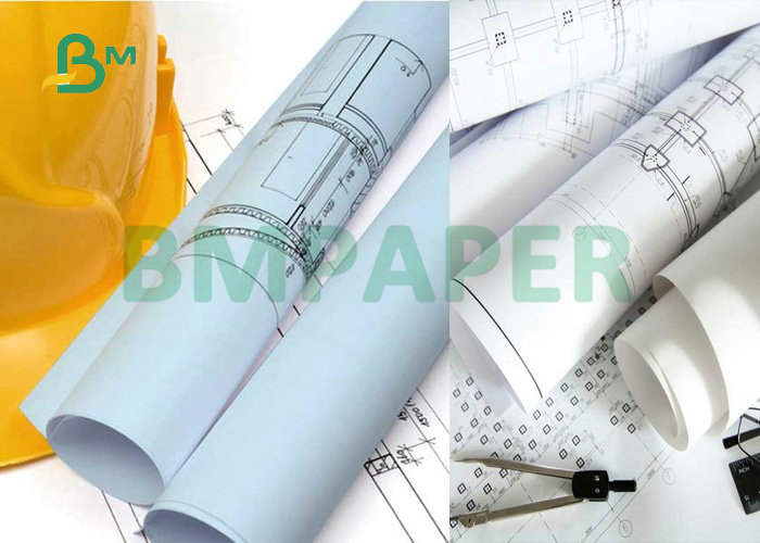 3'' Core 24''x 500ft or 300ft 20# White Paper Bond Roll For CAD Engineering