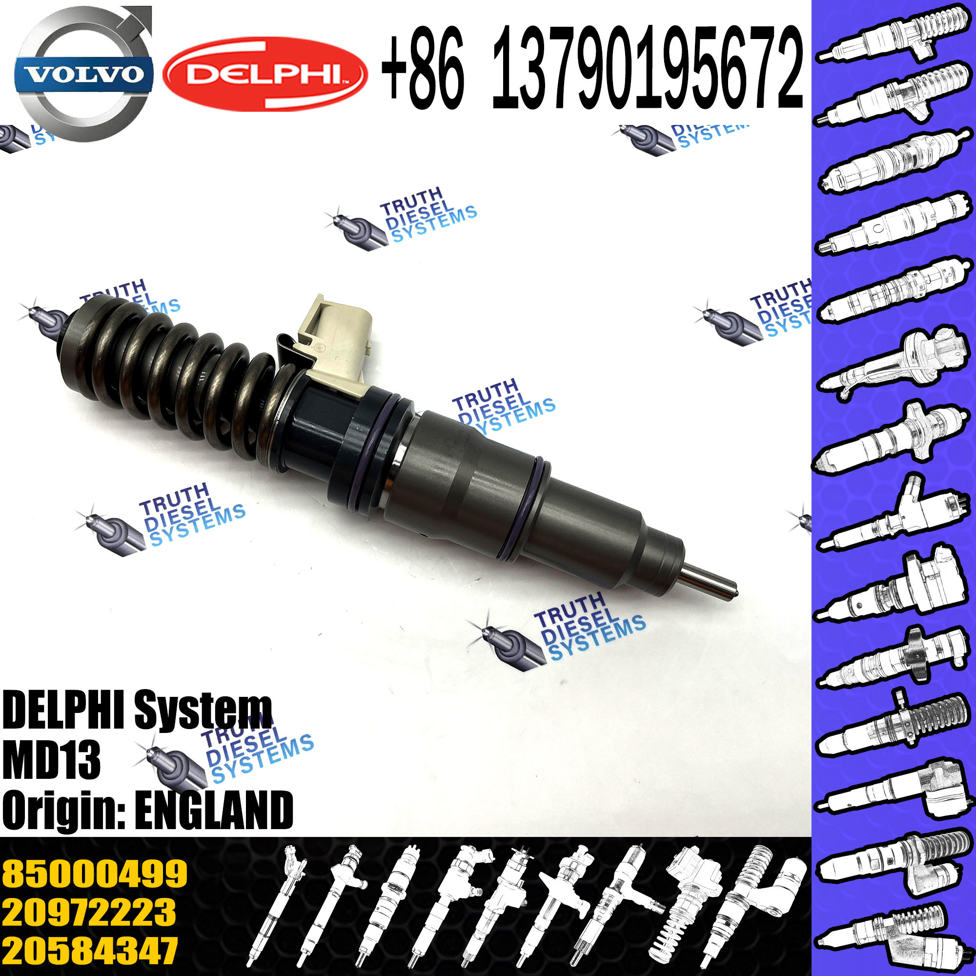 High Quality Diesel Fuel Injector 20972223 20584347 85000499 BEBE4D08003 For MD13