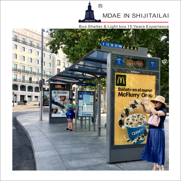 Trash Bin Mounted 130mm W1600mm Modern Bus Shelter