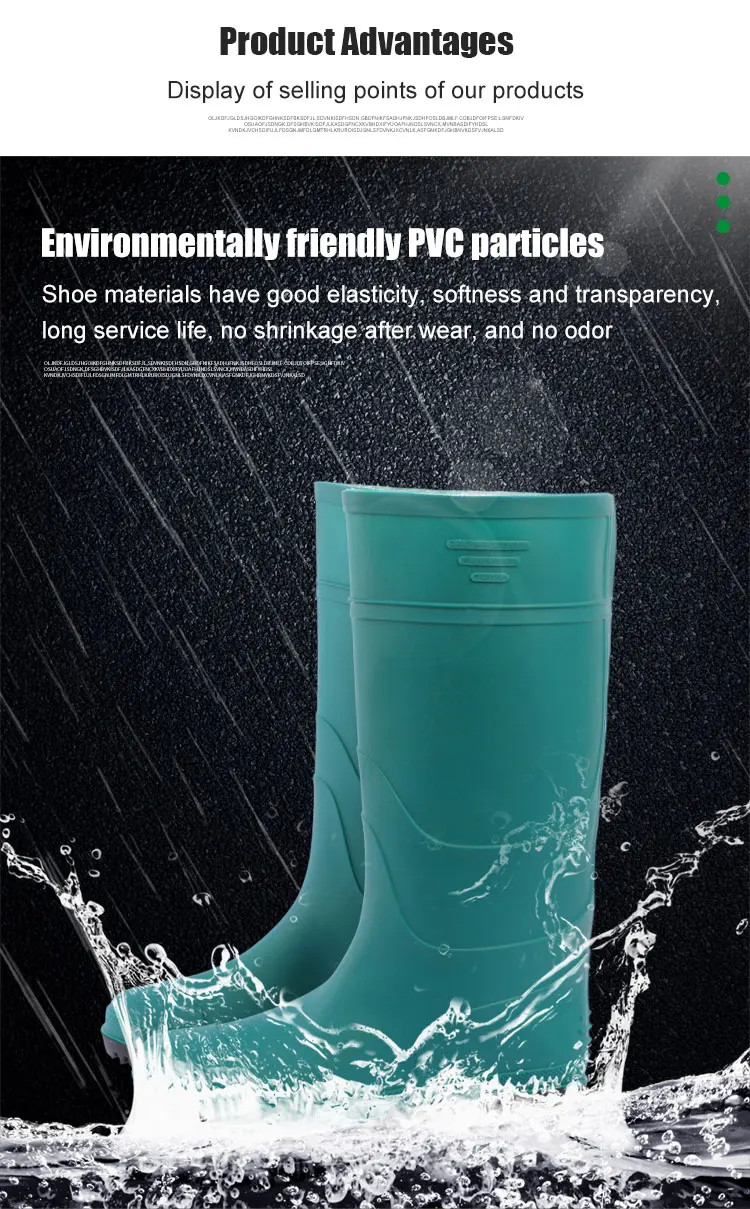 Piercing Resistant Waterproof Rain Boot PVC Customizable ISO Certificate