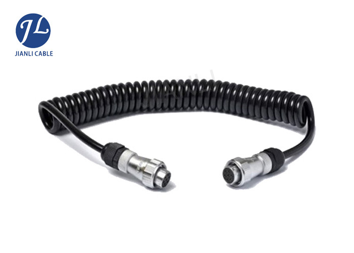 5 Pin Spring Coiled Trailer Cable , Curly Electric Cable For Vehicle Safety System