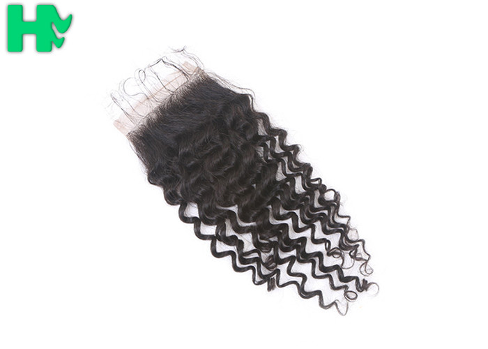 100% Human Hair Closure Deep Wave , Natural Black Brazilian Lace Closure
