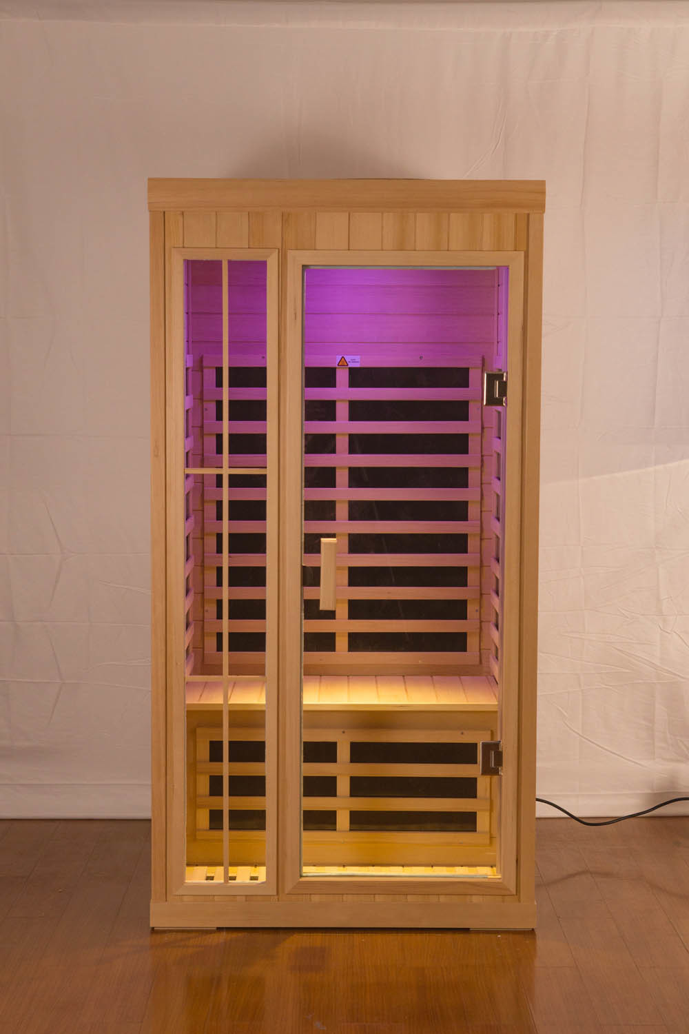 Deluxe 1 Person Steam Room Solid Wood Personal Sauna Room Infrared With LED Color Lights