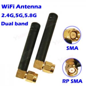 Buy cheap WiFi Antenna 2.4GHz/5.8GHz Dual Band 3dbi RPSMA/SMA Connector Rubber Aeria For Mini PCI Card Camera USB Adapter Network product