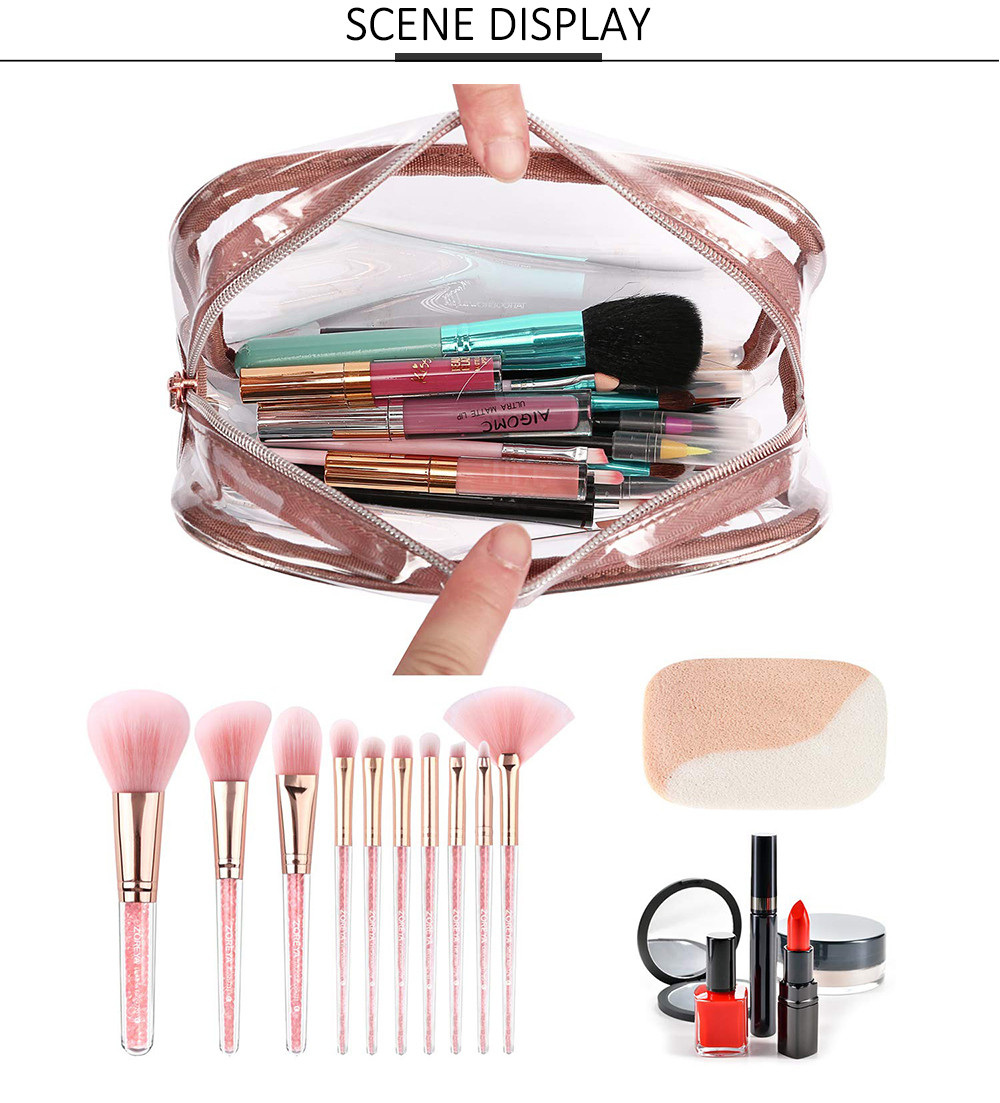 Roomy Zippered See Through PVC Makeup Bag For Girls