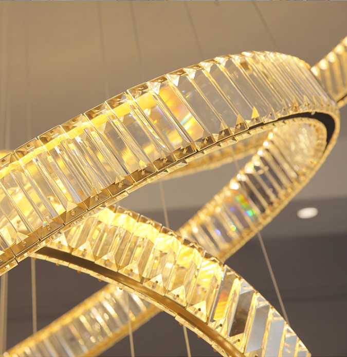 Multilayer High End Foyer Large Foyer Chandeliers Vertical Ring Pendant Light Rustproof