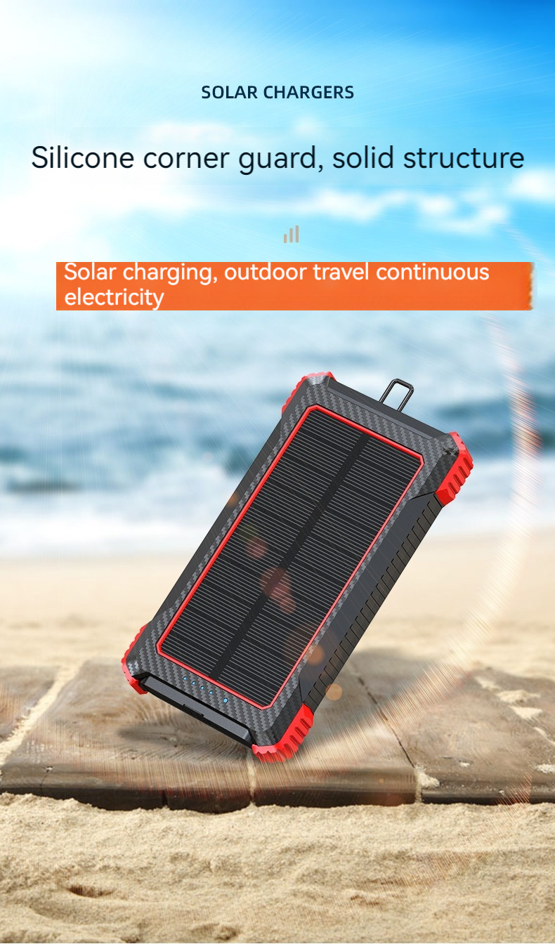 Wireless Output 5W Solar Power Bank 2.1A Output 10000mAh for iPhone 15 Outdoor Charging