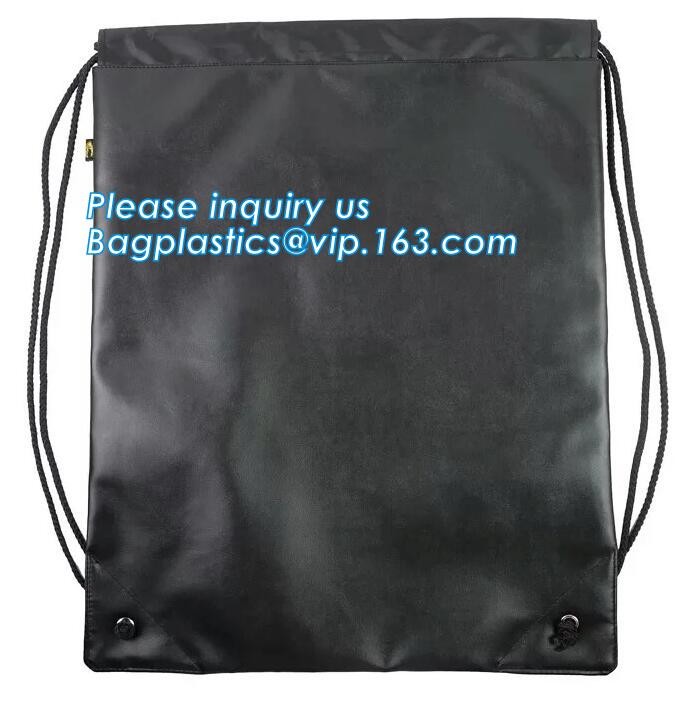 Custom Printed PU Leather Waterproof Drawstring Bag, Cheap Black PU Leather Drawstring Pouch Bag Jewelry Pouch PU drawst