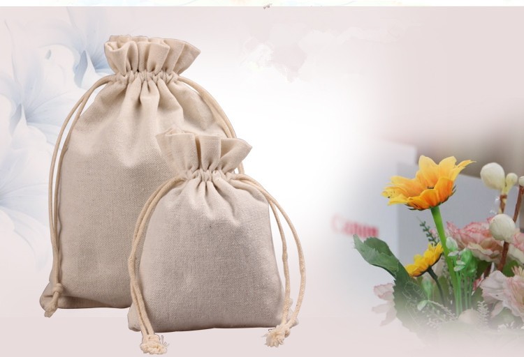Customize Linen Mini Drawstring Bag Gift Pouch Jewelry Bag Cotton Pocket