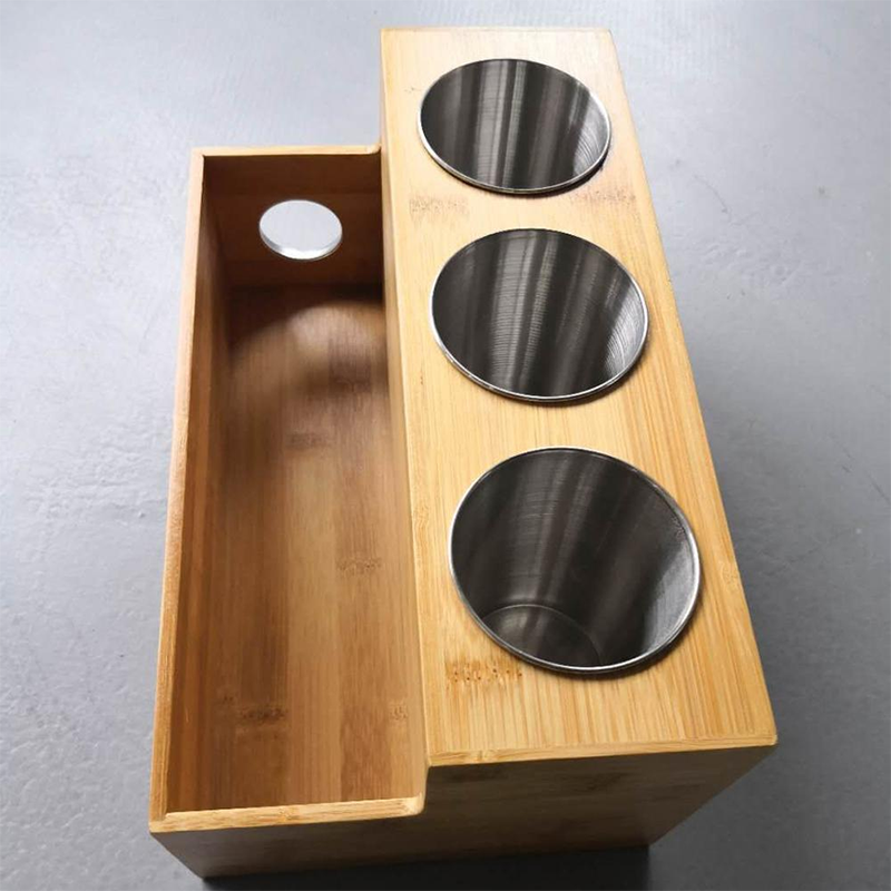 Rectangle Countertop Bamboo Hair Appliance Organizer Hair Dryer Straightener Holder