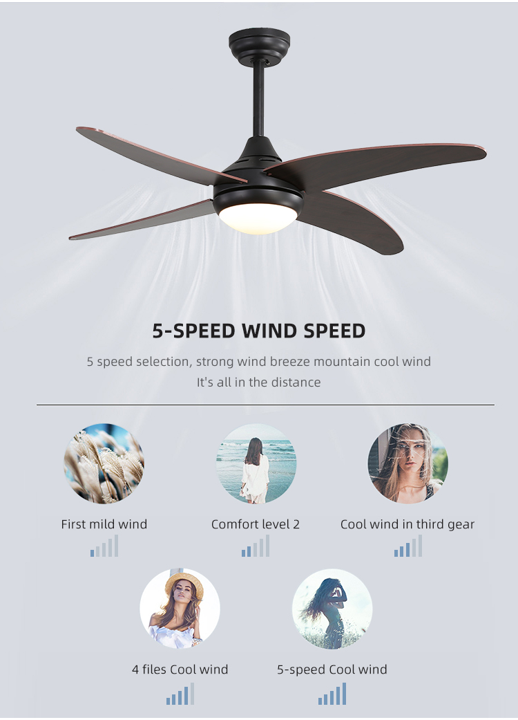 3000-5000K 50000Hour Iron Plywood Metal Blade Ceiling Fan Lamp Energy Saving