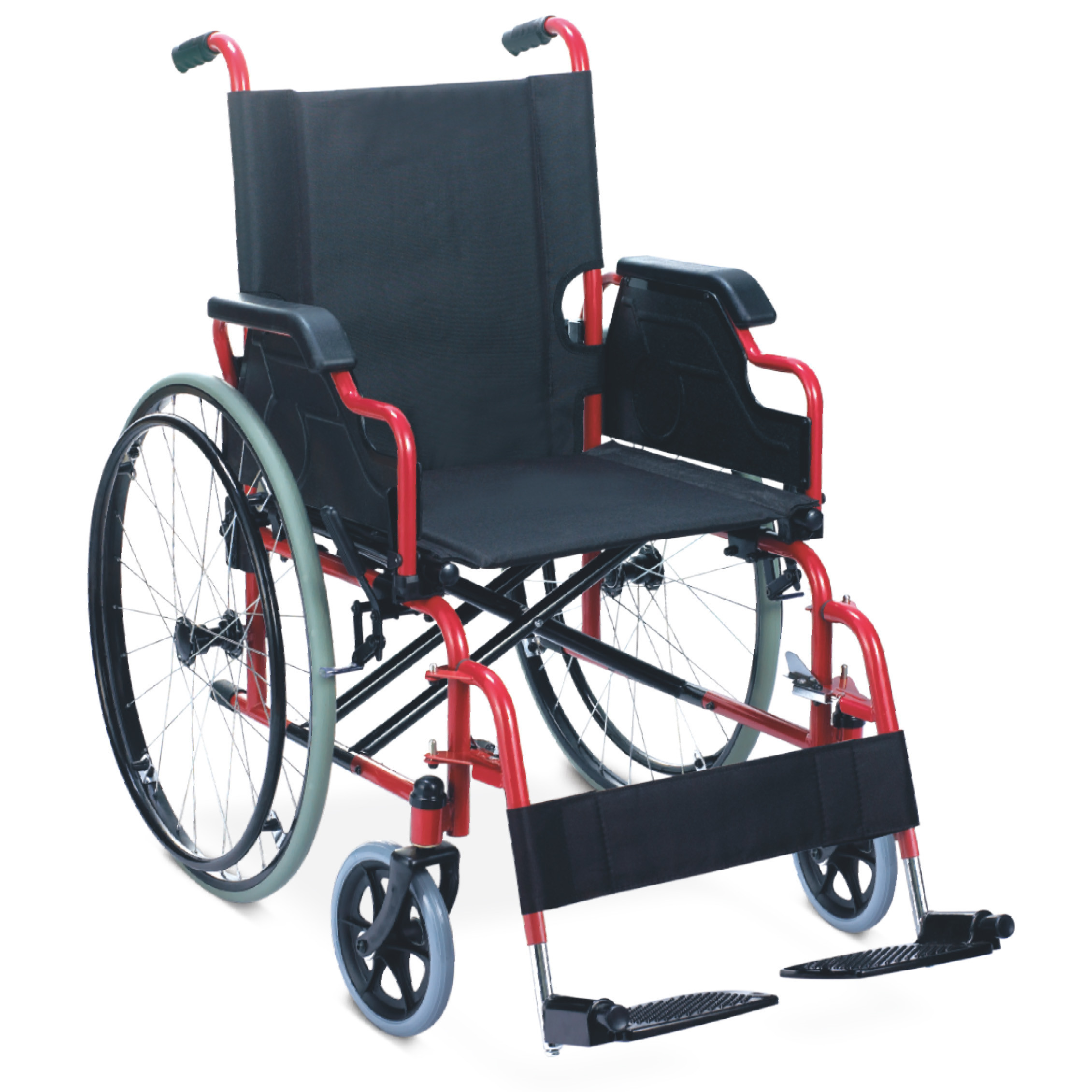 Economic Friendly Affordable Folding Steel Wheelchair With Flip-Up Desk Armrest Detachable Footrest