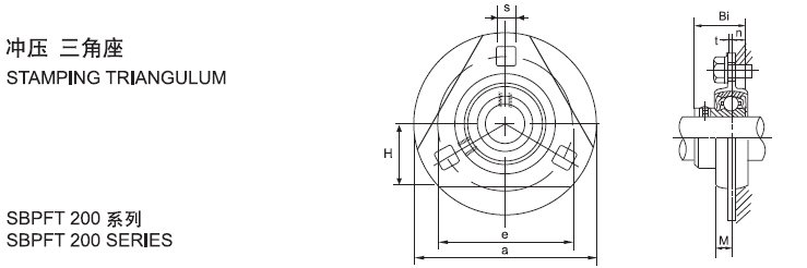 30mm Pressed Steel Food Machinery Bearings , Mounted Bearing Units PFT206
